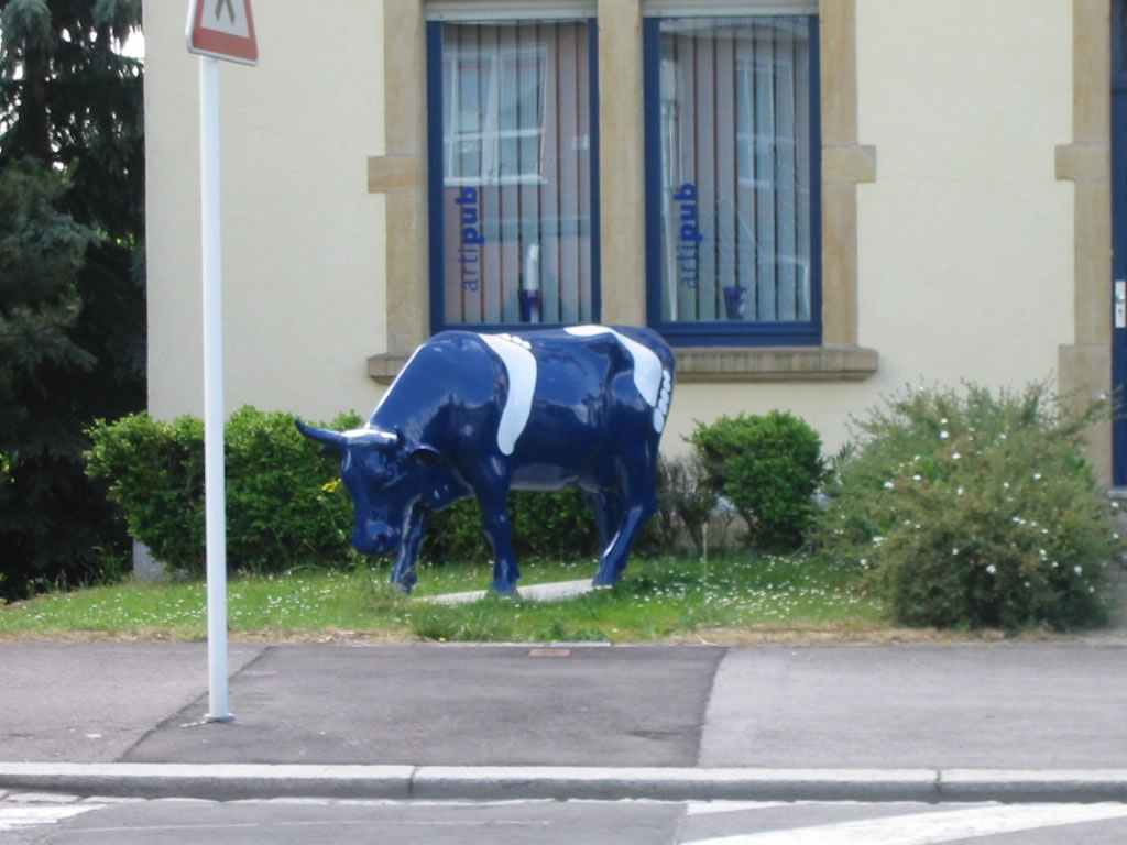 Our first Luxembourg cow, situated just down the street from us.