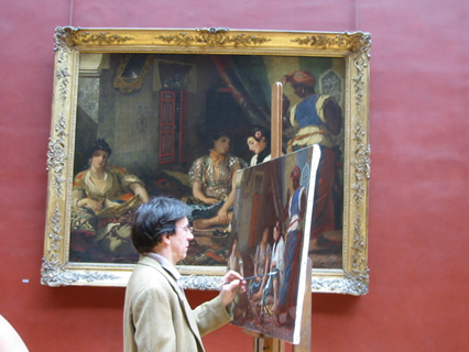 Painter copying a masterpiece