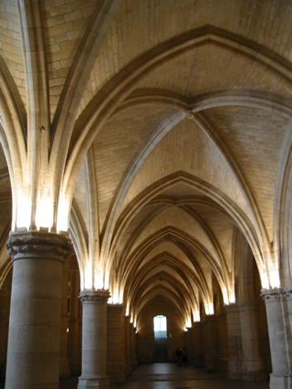 Main hall of the Conciergerie.  Prisoners were kept here
