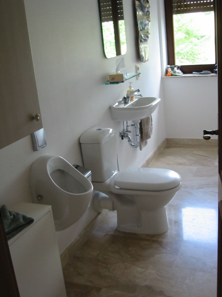 Guest bathroom (no shower or bath).  Notice the pissoire!  The guys and gals both love it (for different reasons :)