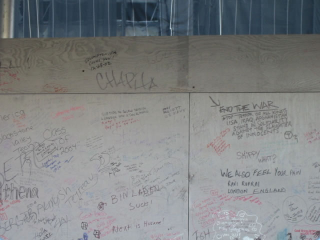 scrawls from visitors to the WTC